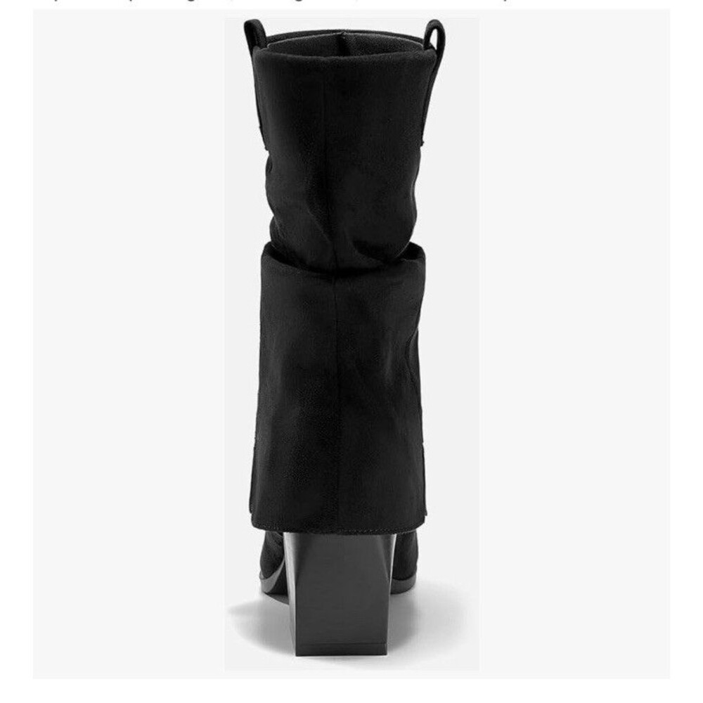 Coutgo Womens Fold Over Mid Calf BootsSlouchy Poi Black Size 6 NWB - Picture 4 of 17